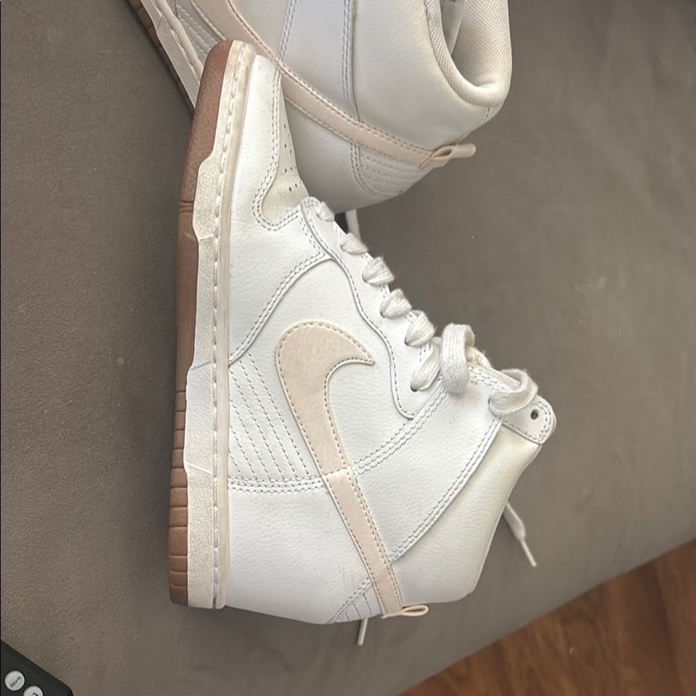 Nike White and Tan High-Top Sneakers